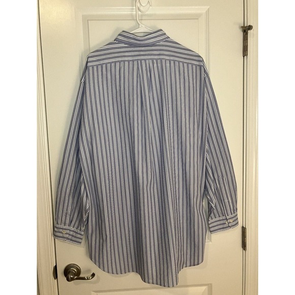 Ralph Lauren Shirt Men's 18 34/35 Blue & White Striped Yarmouth Cotton Button Up - Picture 4 of 9